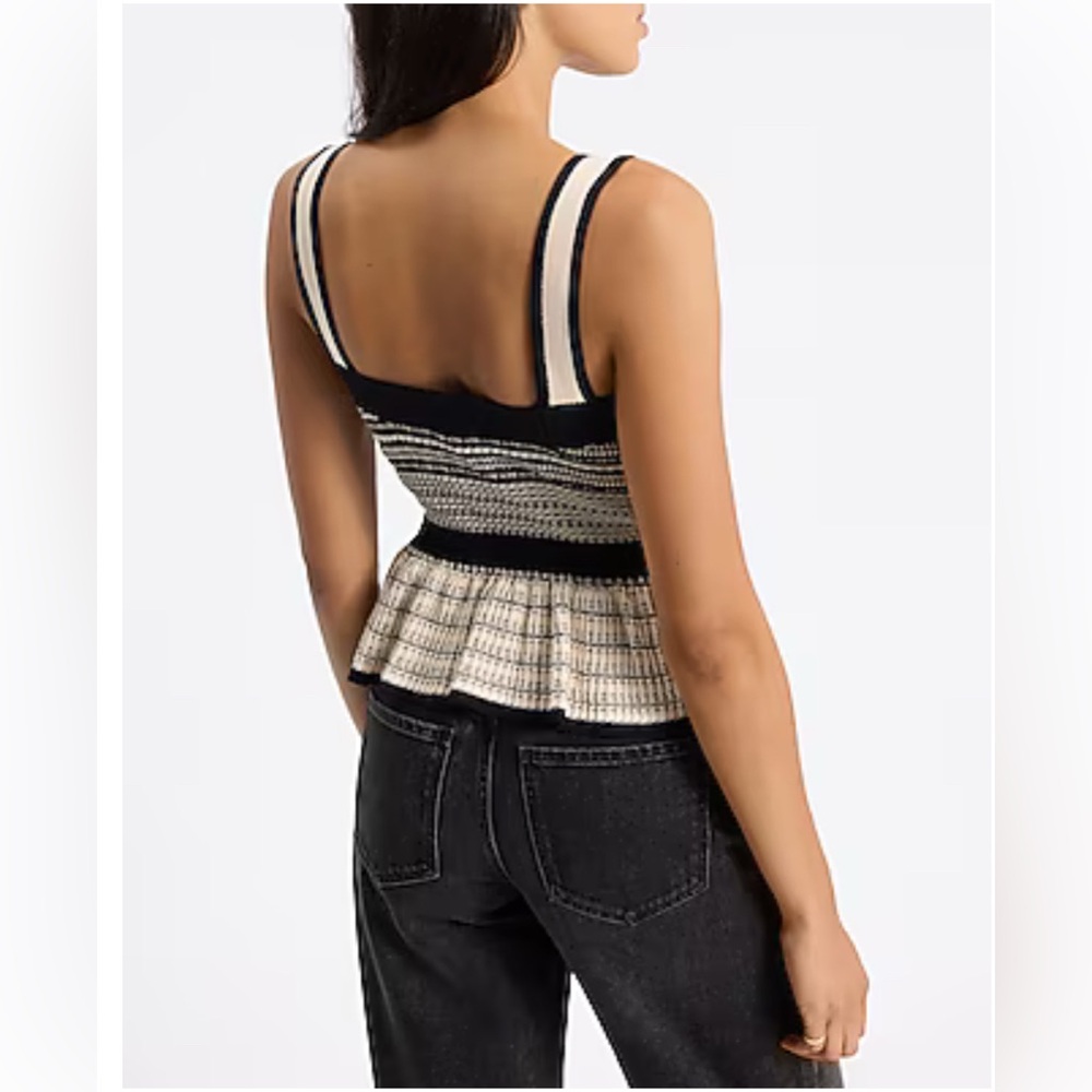 Express Striped Ribbed Peplum Sweater Tank - Picture 3 of 5